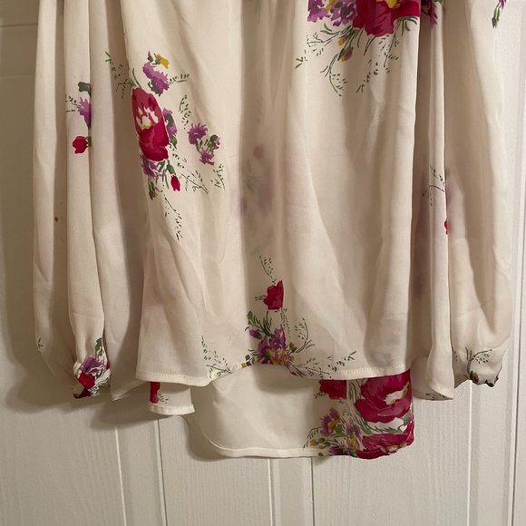 Joie Floral Floral Print Cold-Shoulder Silk Blouse - Picture 7 of 9